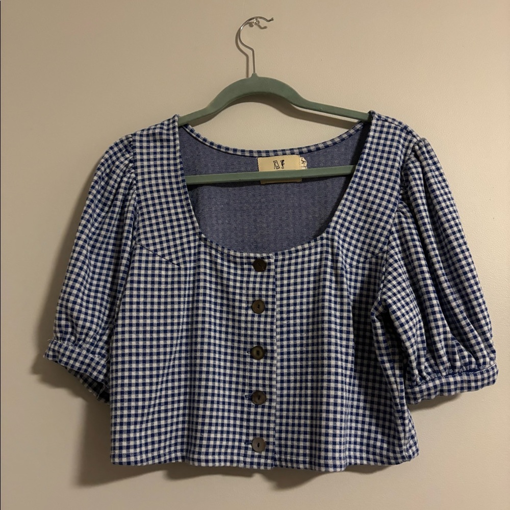 Fashion Brand Company Blue Gingham Top